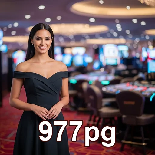 Mulher feliz jogando caça-níqueis no cassino, site 977pg oferece entretenimento emocionante.